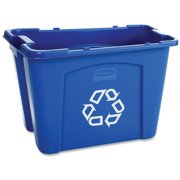 Rubbermaid Commercial Products FG571473BLUE Stackable Recycling Bin, 14 Gallon, Blue